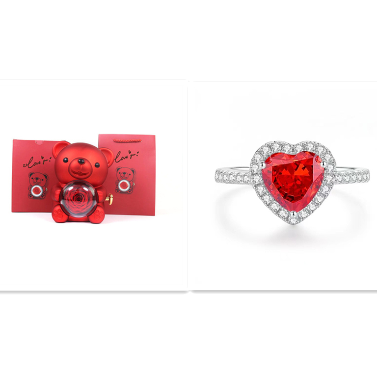Rotating Eternal Flower Ring Necklace Packaging Box