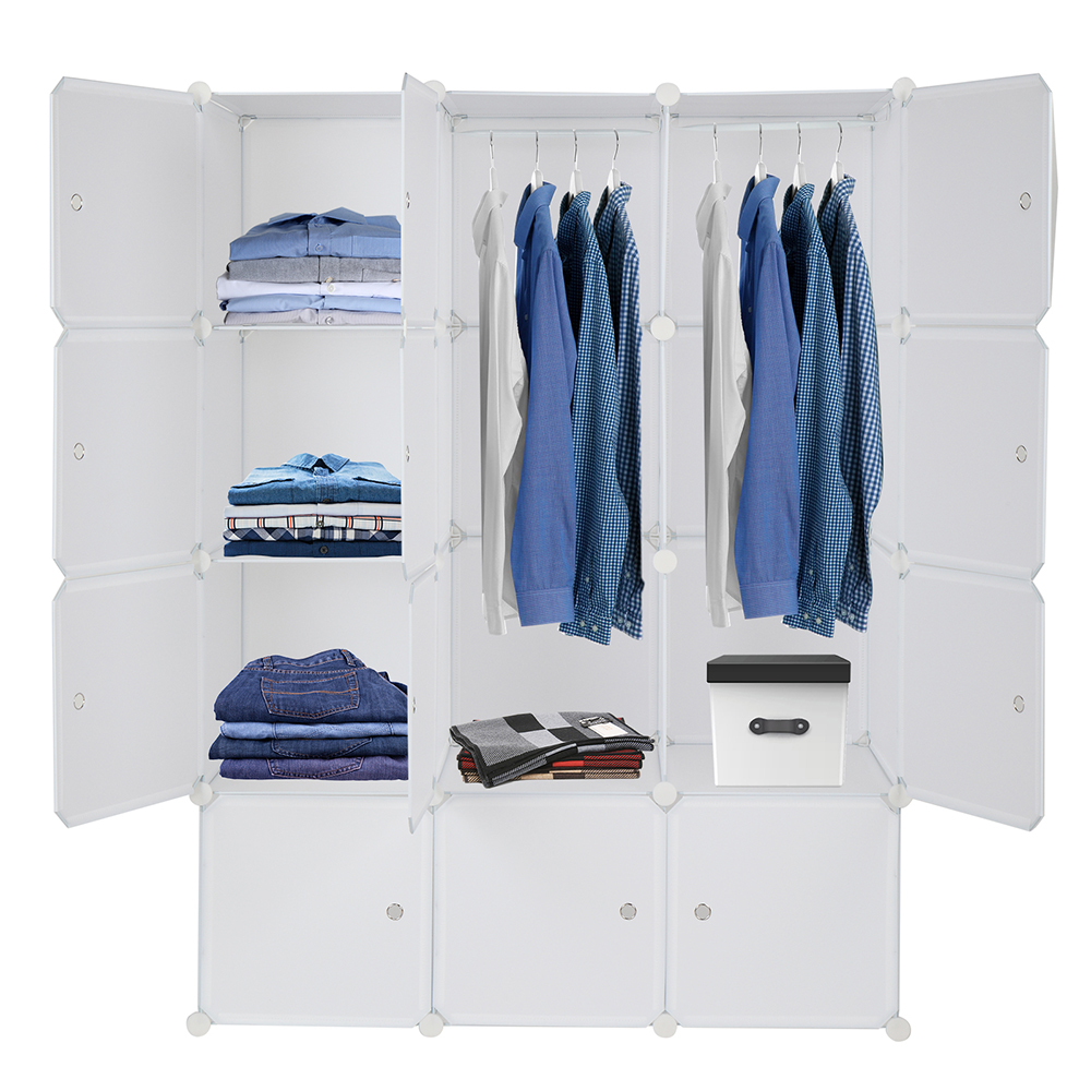4-layer 12-compartment Rubik's Cube Wardrobe, Plastic, Can Be Freely Assembled DIY Style