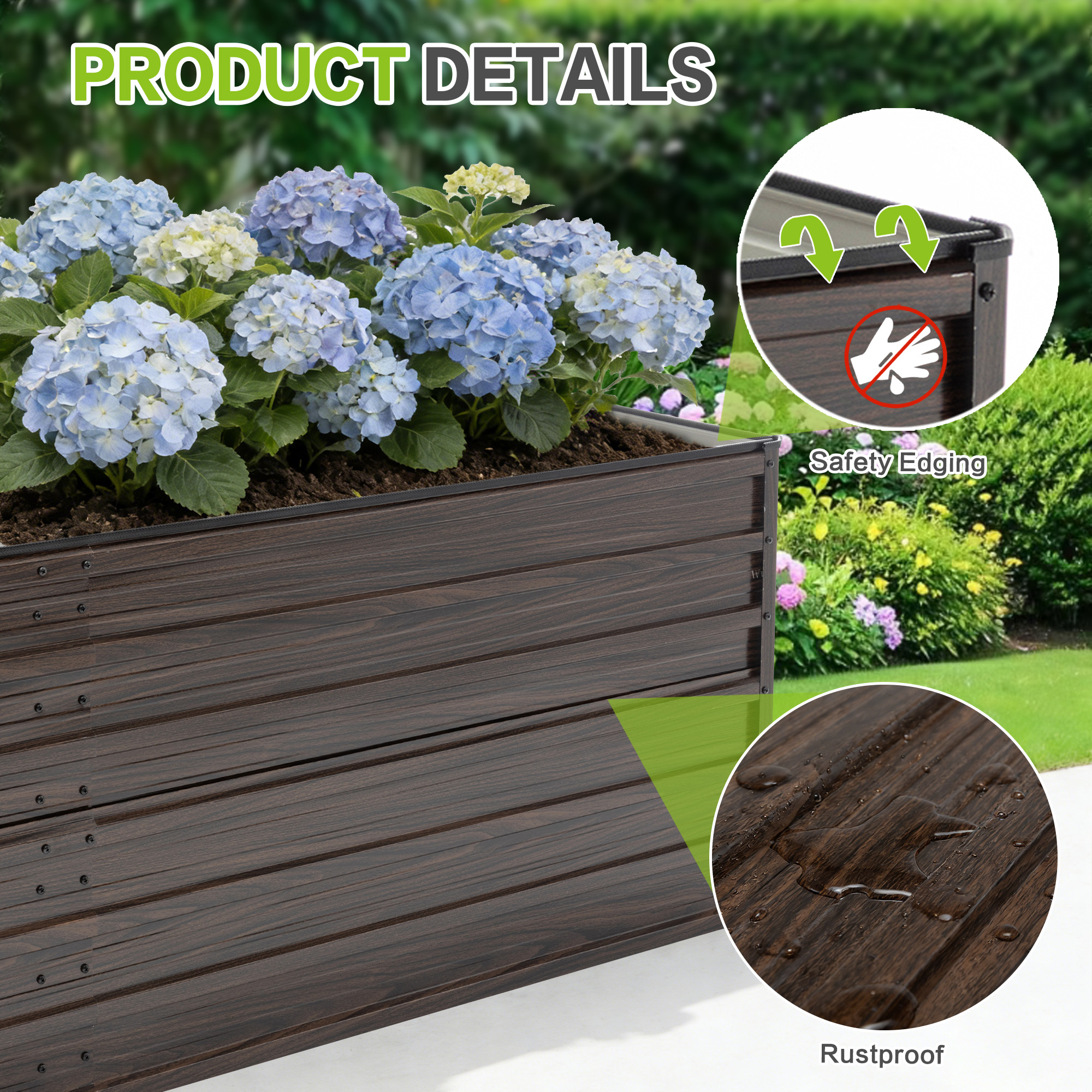 Double the Beds, Double the Harvest! 8x4x2 FT Woodgrain Galvanized Raised Garden Bed Set - Durable Outdoor Combo for Veggies, Flowers, Herbs & Fruits
