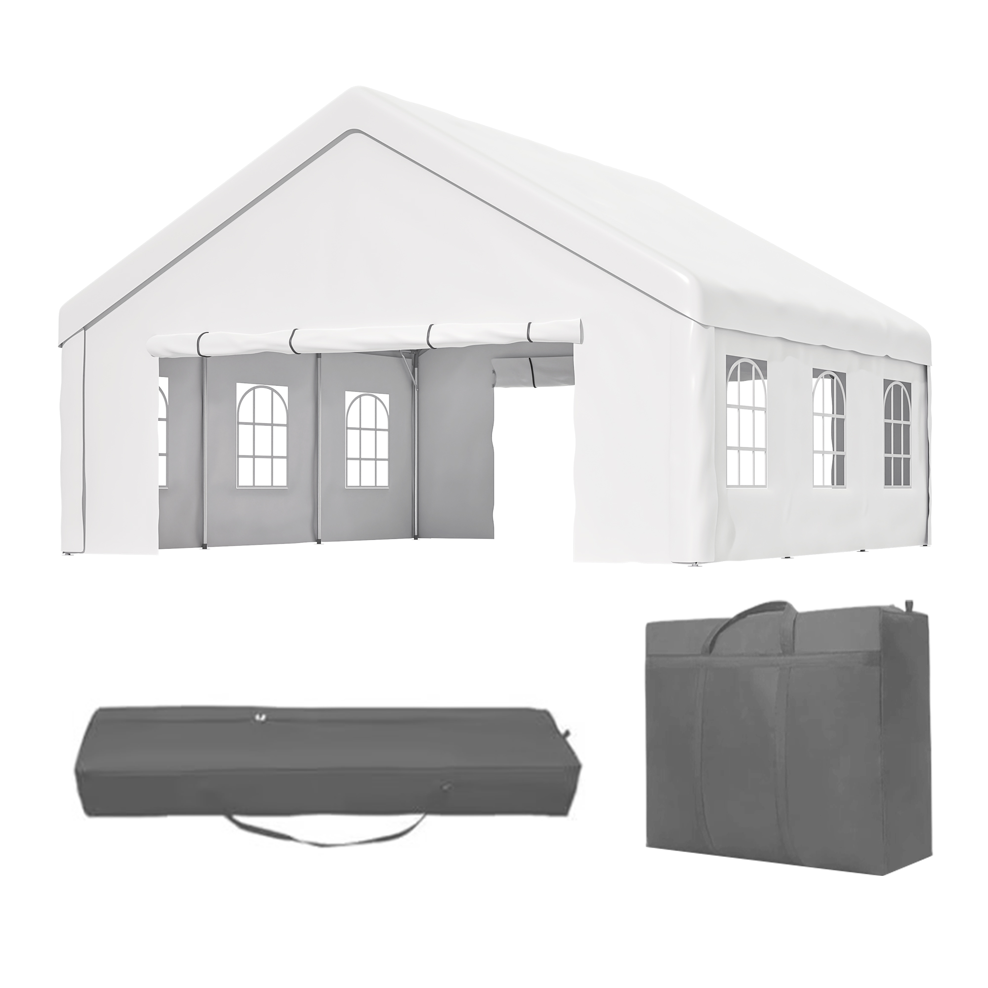 20x20 FT Party Tent with 2 Storage Bags & Removable Sidewalls, Outdoor Canopy Gazebo for Carport Camping Garden Wedding BBQ Commercial