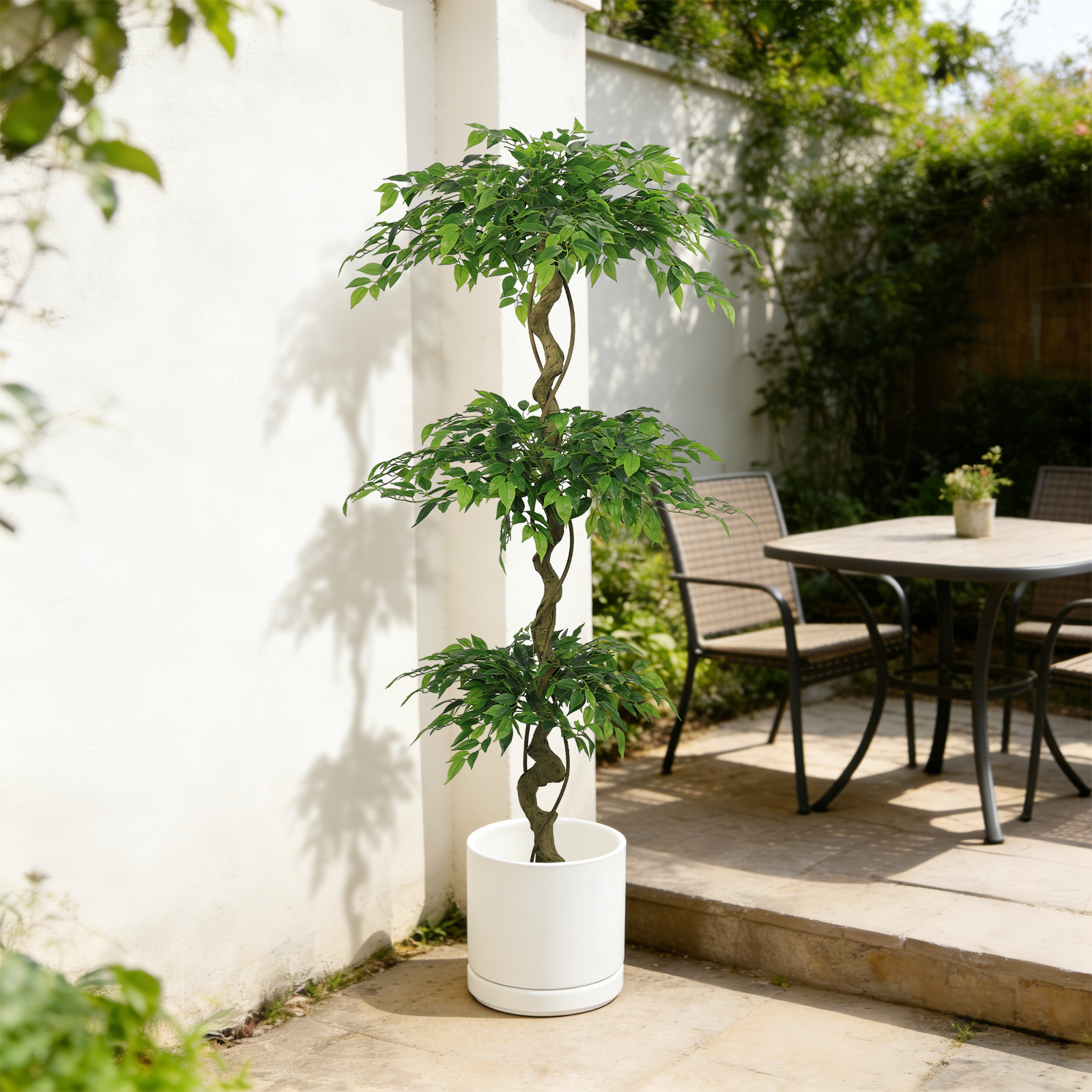 6FT Artificial Ficus Tree, Lifelike Faux Banyan Tree with Pot for Home, Office Patio Decor, 1pc/set
