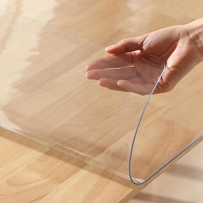 Table Cover 1.5 Mm Thick Clear PVC Desk Mat Protector Waterproof & Easy Cleaning Desk Pad Tablecloth For Office, Dining Room