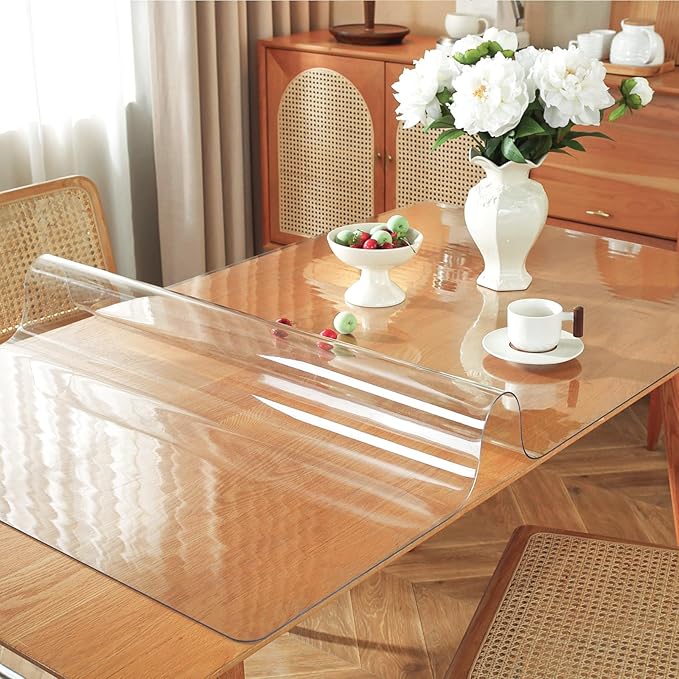 Table Cover 1.5 Mm Thick Clear PVC Desk Mat Protector Waterproof & Easy Cleaning Desk Pad Tablecloth For Office, Dining Room