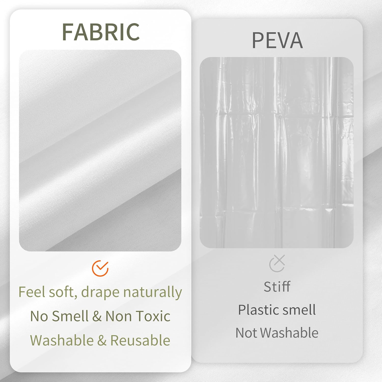 White Waterproof Fabric Shower Curtain Liner 72 X 72 Inch Durable Bathroom Shower Curtain With Easy-Hang Design