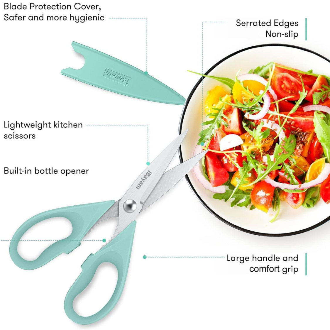 2 Pack Heavy Duty All-Purpose Kitchen Scissors Shears With Blade Covers Sharp Stainless Steel Cutting Tools For Food Packaging And Home Use