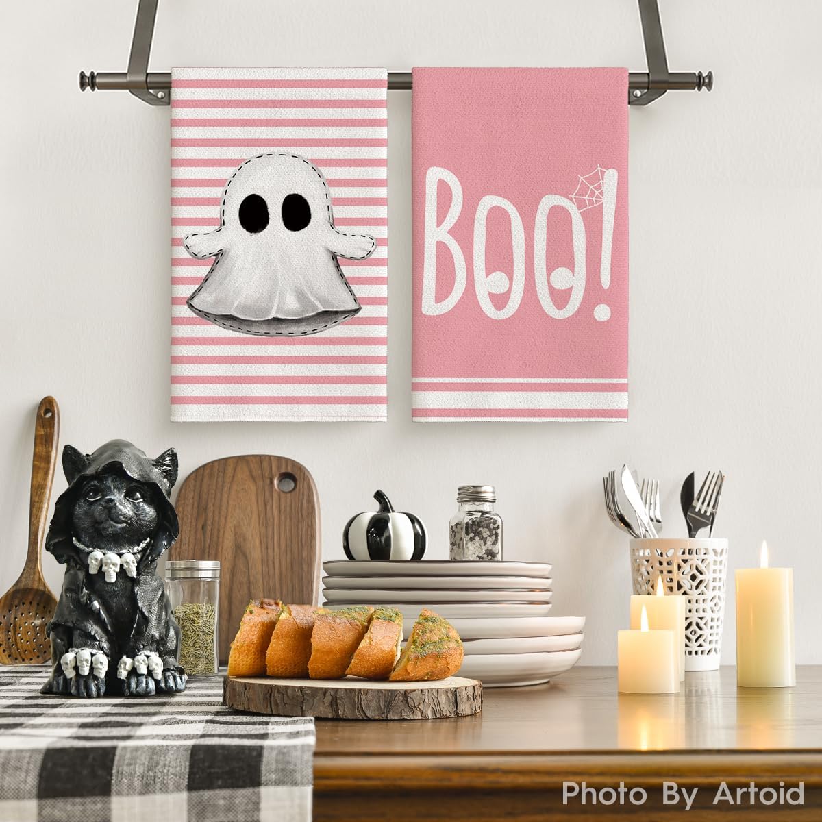 Ghost Halloween Kitchen Towels, Set Of 4, 18 X 26 Inch Decorative Dish Towels For Kitchen, Home, Holiday & Seasonal Decor