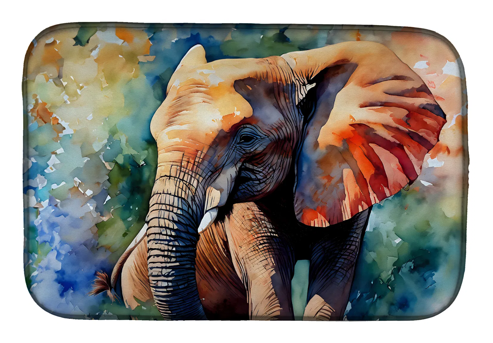 Elephant Dish Drying Mat Absorbent Dish Drying Mat Pad for Kitchen Counter Dish Drainer Mat for Countertop, 14 x 21", Multicolor