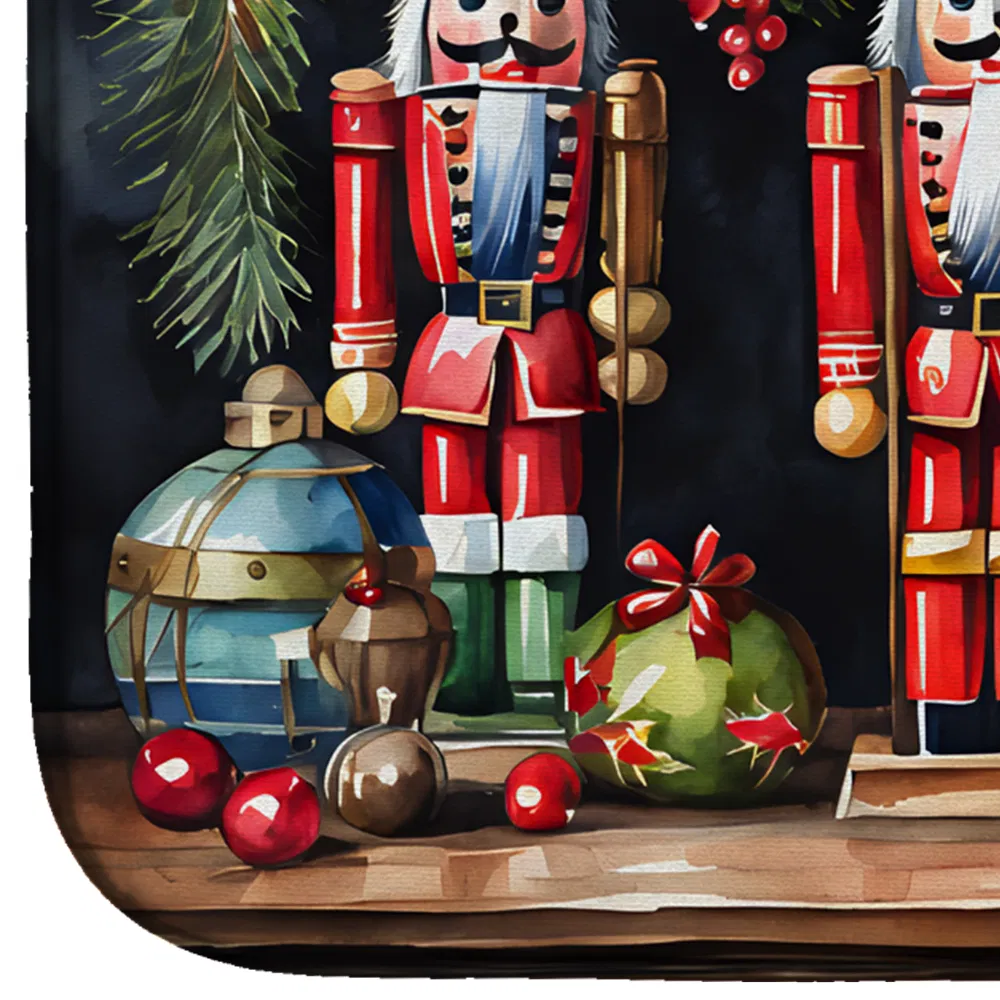 Christmas Nutcrackers Dish Drying Mat Absorbent Dish Drying Mat Pad for Kitchen Counter Dish Drainer Mat for Countertop, 14 x 21", Multicolor