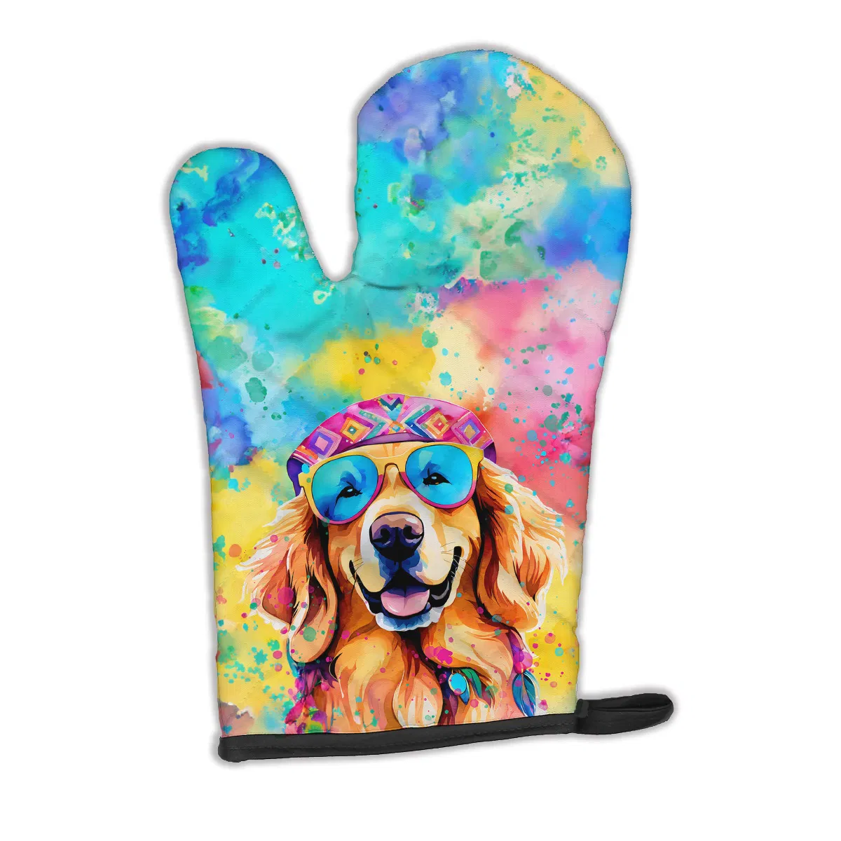 Golden Retriever Hippie Dawg Oven Mitt Heat Resistant Thick Oven Mitt for Hot Pans and Oven, Kitchen Mitt Protect Hands, Cooking Baking Glove