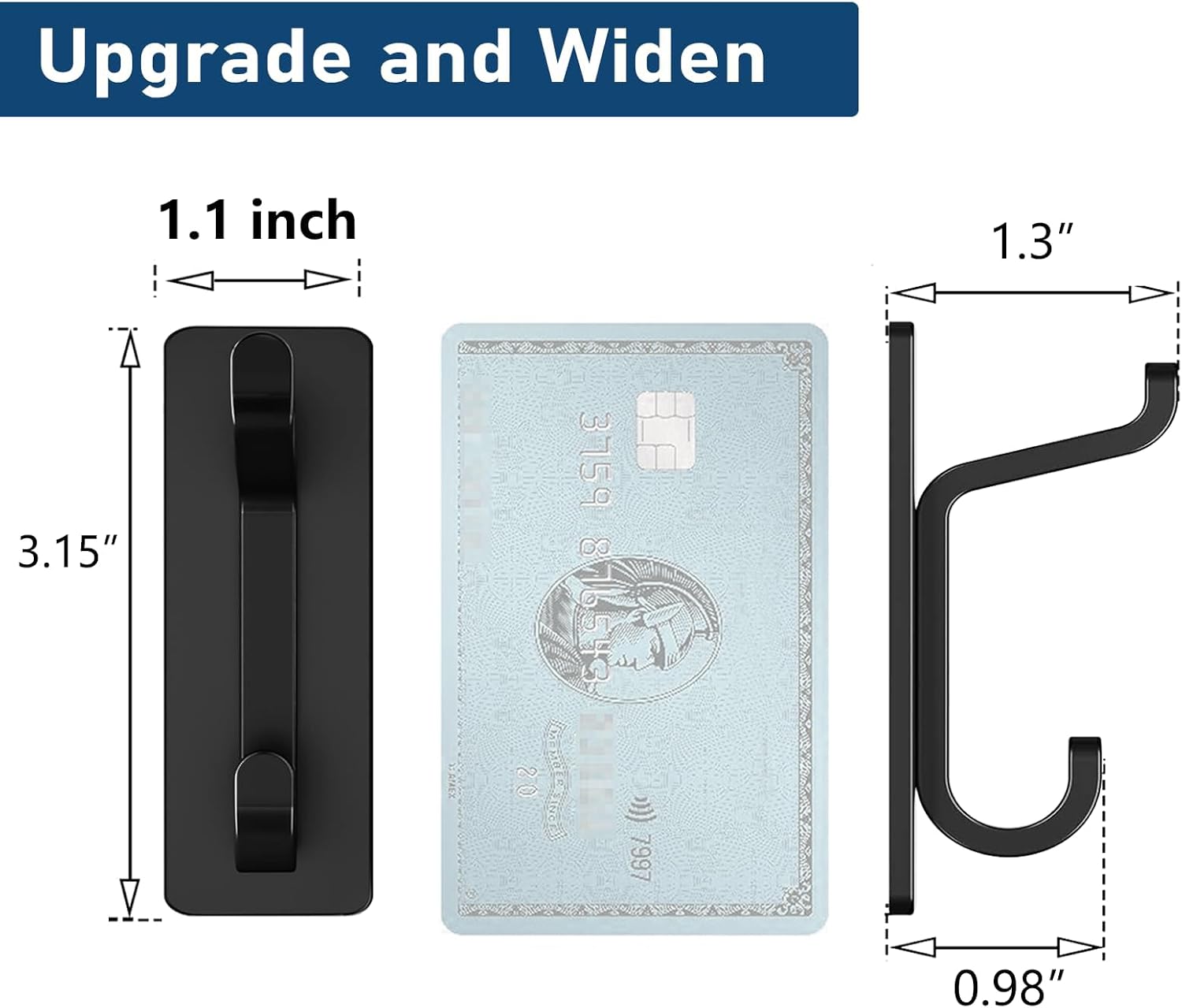 Strong Stick On Hooks 4 Units, 6KG Adhesive Wall Hooks For Coats, Towels, Hats, Bags And Bathroom Home Organization, Black