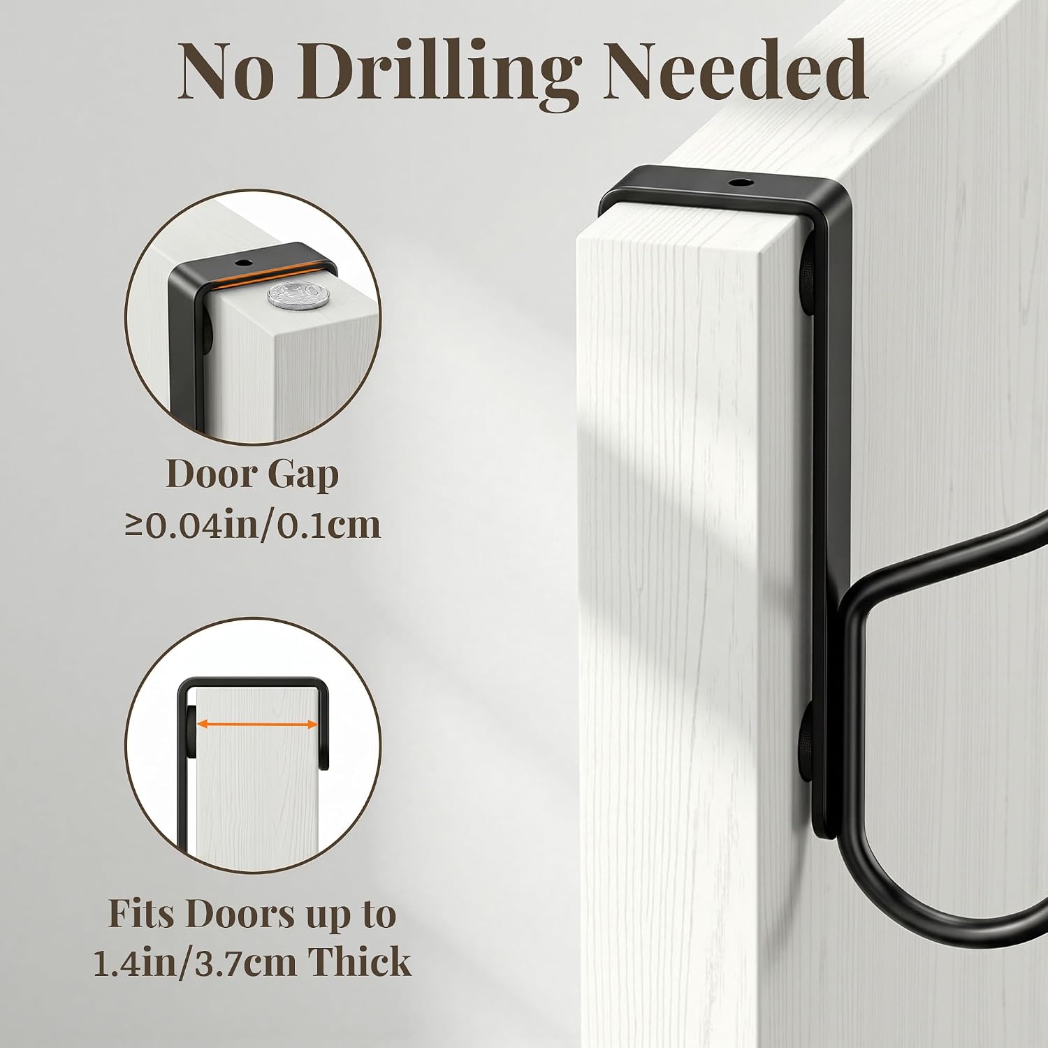 Over Door Hooks 4 Units, Heavy Duty Door Hangers For 1.4 Inch Thick Doors, Coats, Hats, Towels And Bags, Black