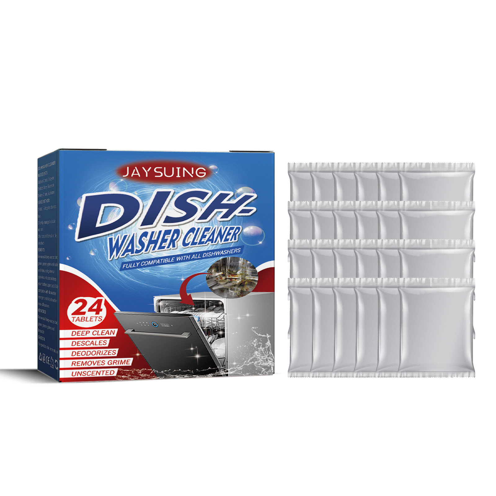 Cross-Border Jaysuing Dishwasher Cleaning And Descaling Tablets To Remove Heavy Grease Stains, Kitchen And Bathroom Appliances, Household Dishwasher Cleaner