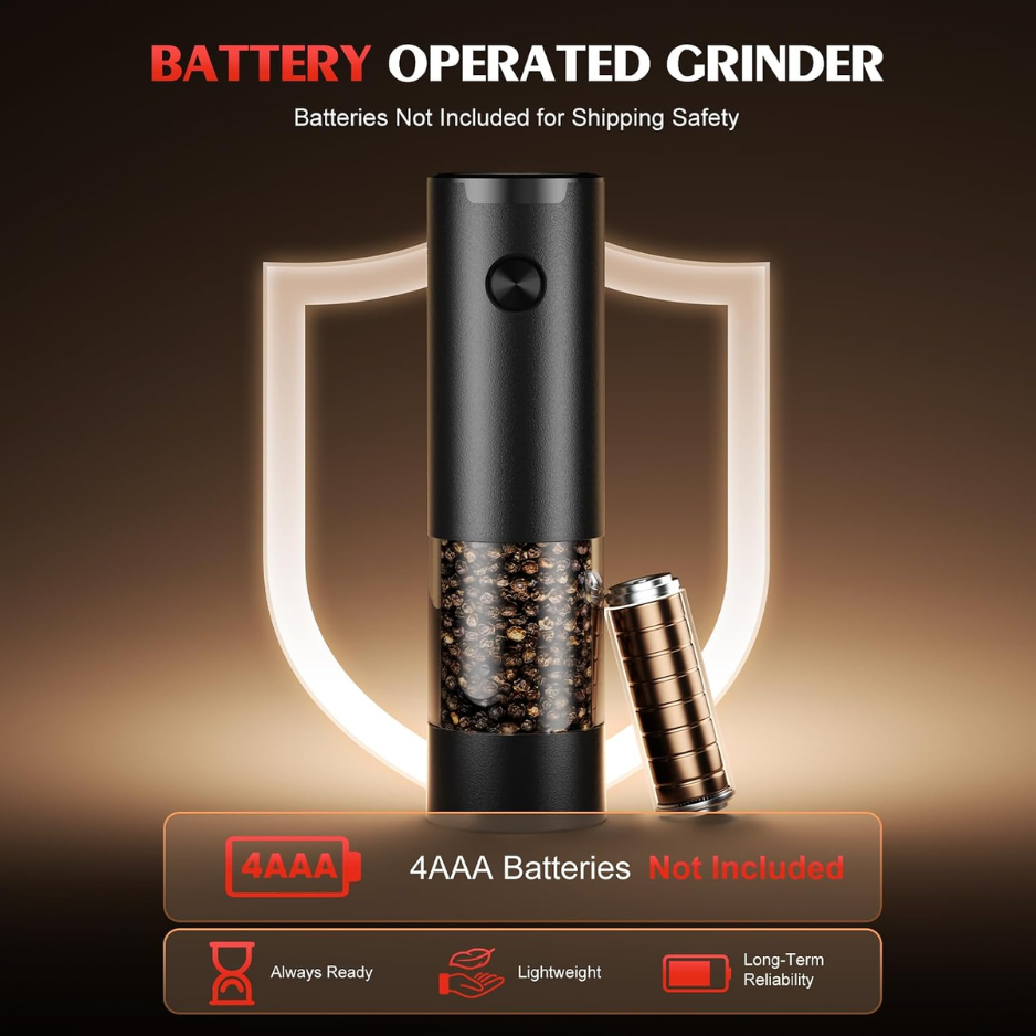 Electric Salt And Pepper Grinder Set Automatic Battery Pepper Mill Shakers Adjustable Coarseness Upgraded Larger Capacity With Led Home And Kitchen Appliances