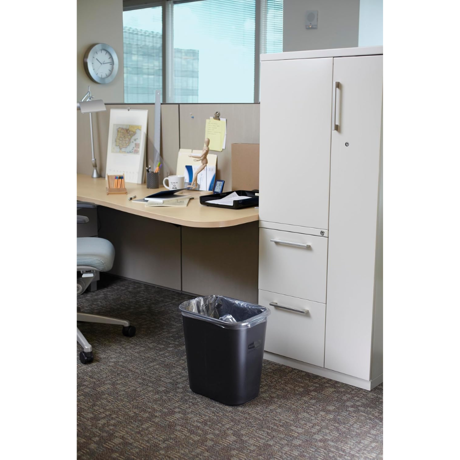Rubbermaid Commercial Products Resin Wastebasket Trash Can, 7-Gallon 28 Quart, Gray, Plastic, For Bedroom Bathroom Office, Fits Under Desk Sink,Cabinet