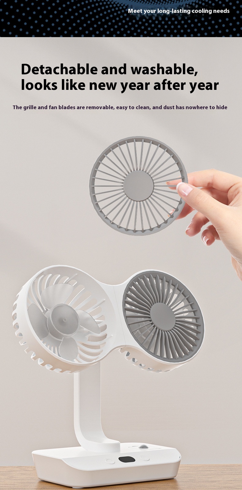 Multi Functional Dual Head Ultra Endurance Small Fan