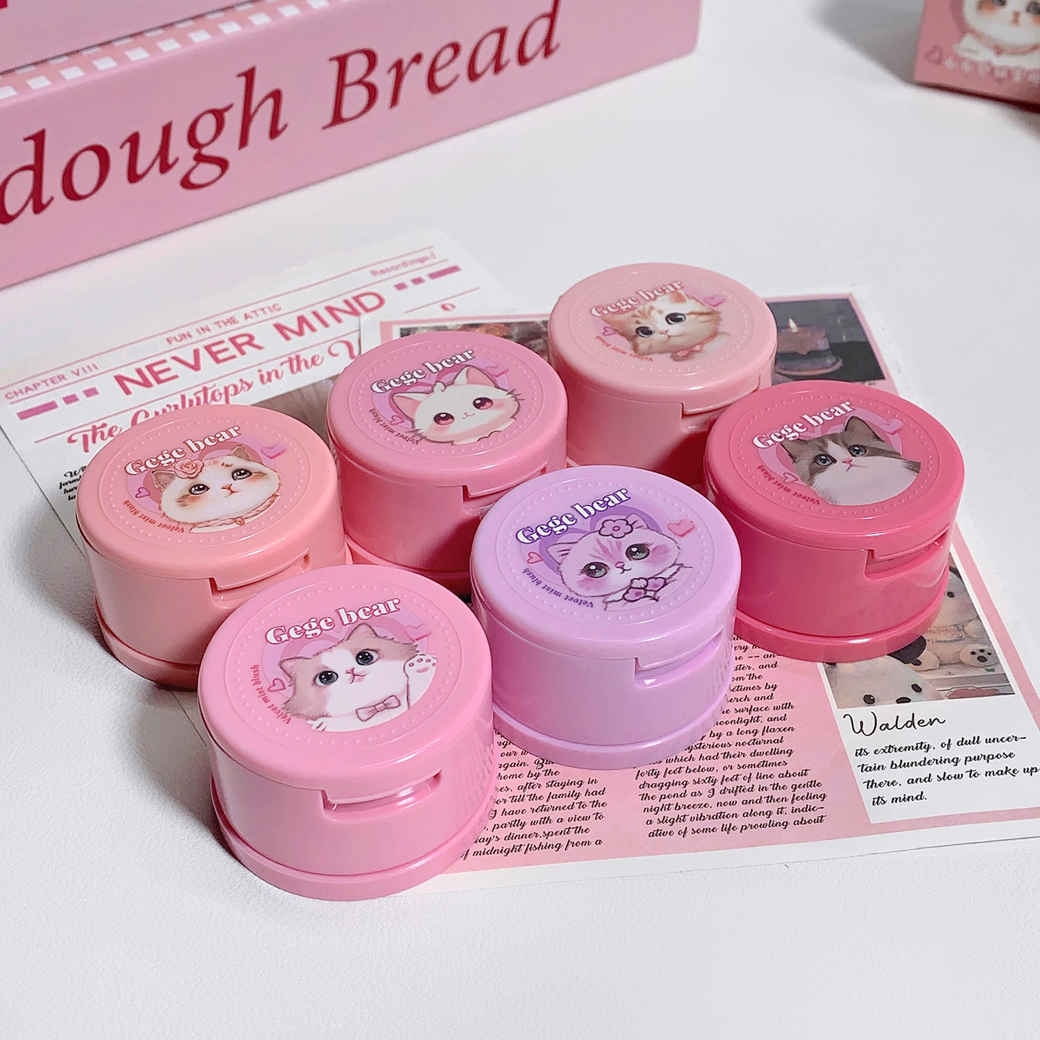 With Powder Puff Cushion Blush White Matte Nude Makeup