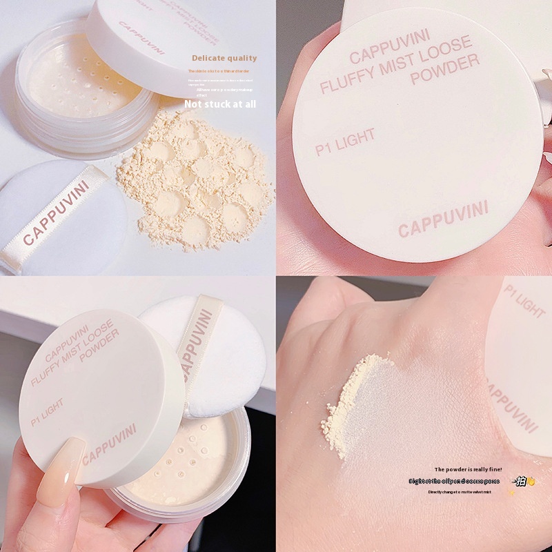 Women's Cappuvini Velvet Mist Exquisite Non-stick Matte Finish Clear Makeup Finish Face Powder