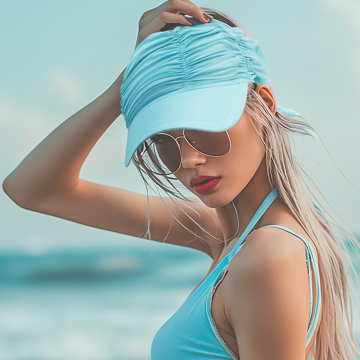 Sun Protection UV Protection Big Brim Cover Face Outdoor Swimming Topless Hat