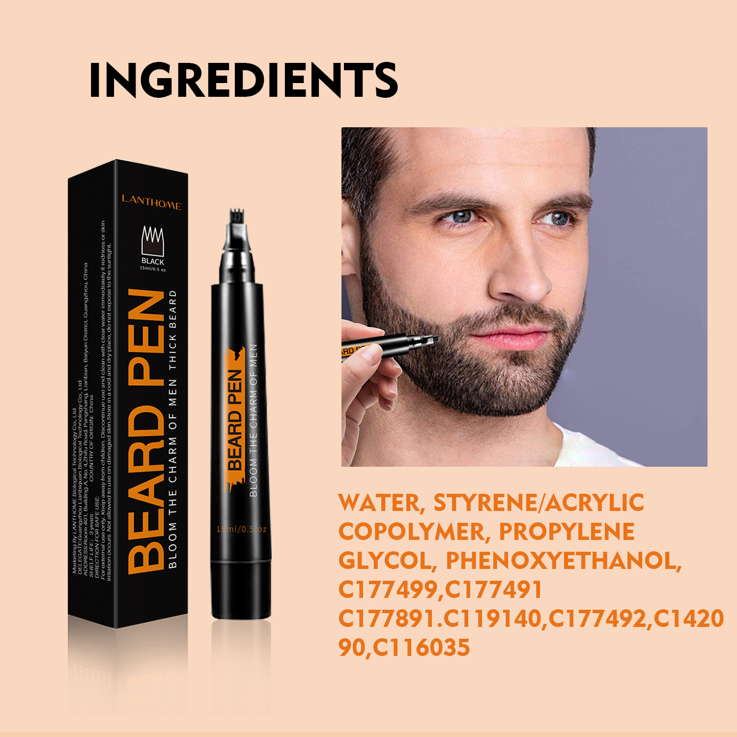 Men's Universal Filling Color Beard Pen