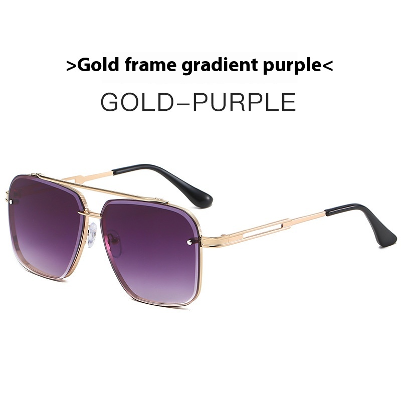 Men's Double Beam Trimmed Metal Box Sunglasses