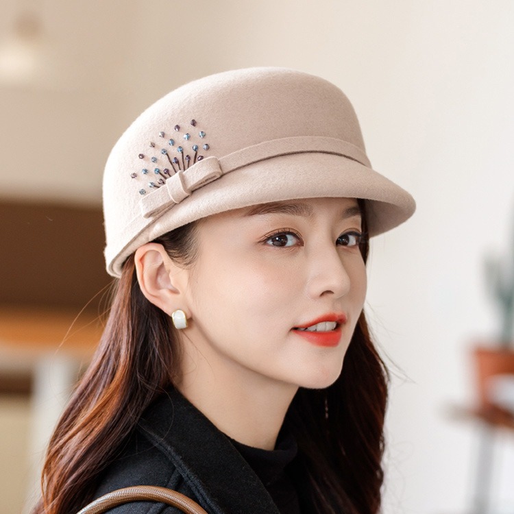 Wool Peaked Cap Casual Woolen Felt Hat