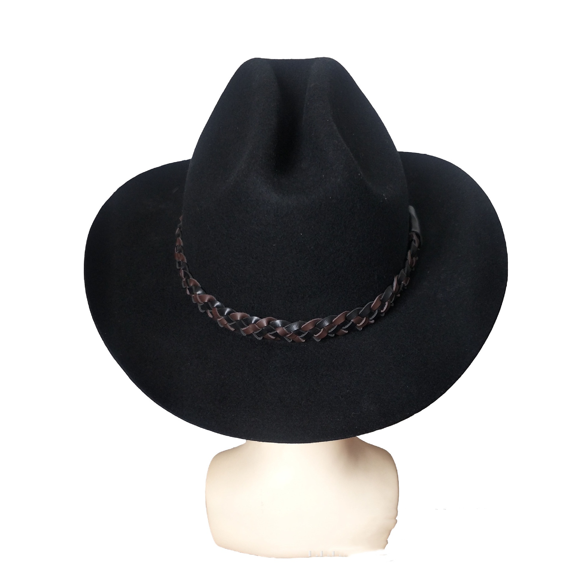 Wool Western Cowboy Hat Belt Top Hat Jazz Felt Cap