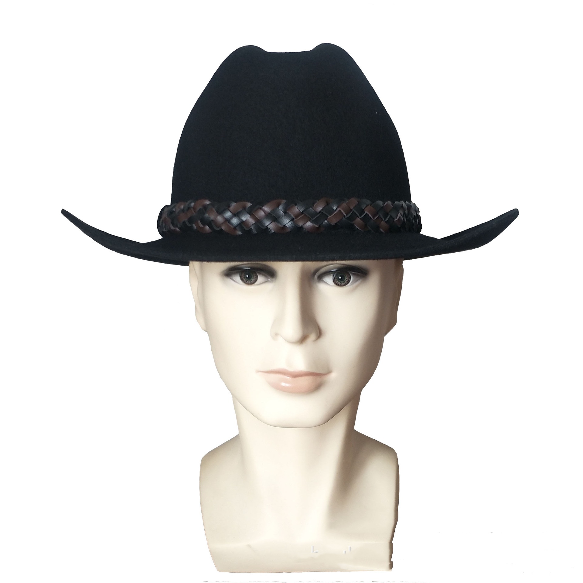 Wool Western Cowboy Hat Belt Top Hat Jazz Felt Cap