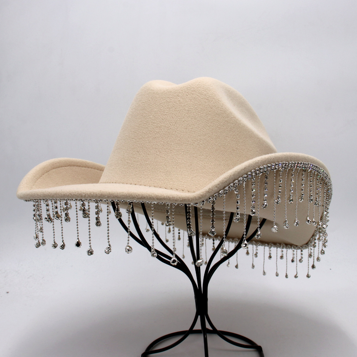 Warped Top Hat With Diamond Tassel Western Cowboy Hat