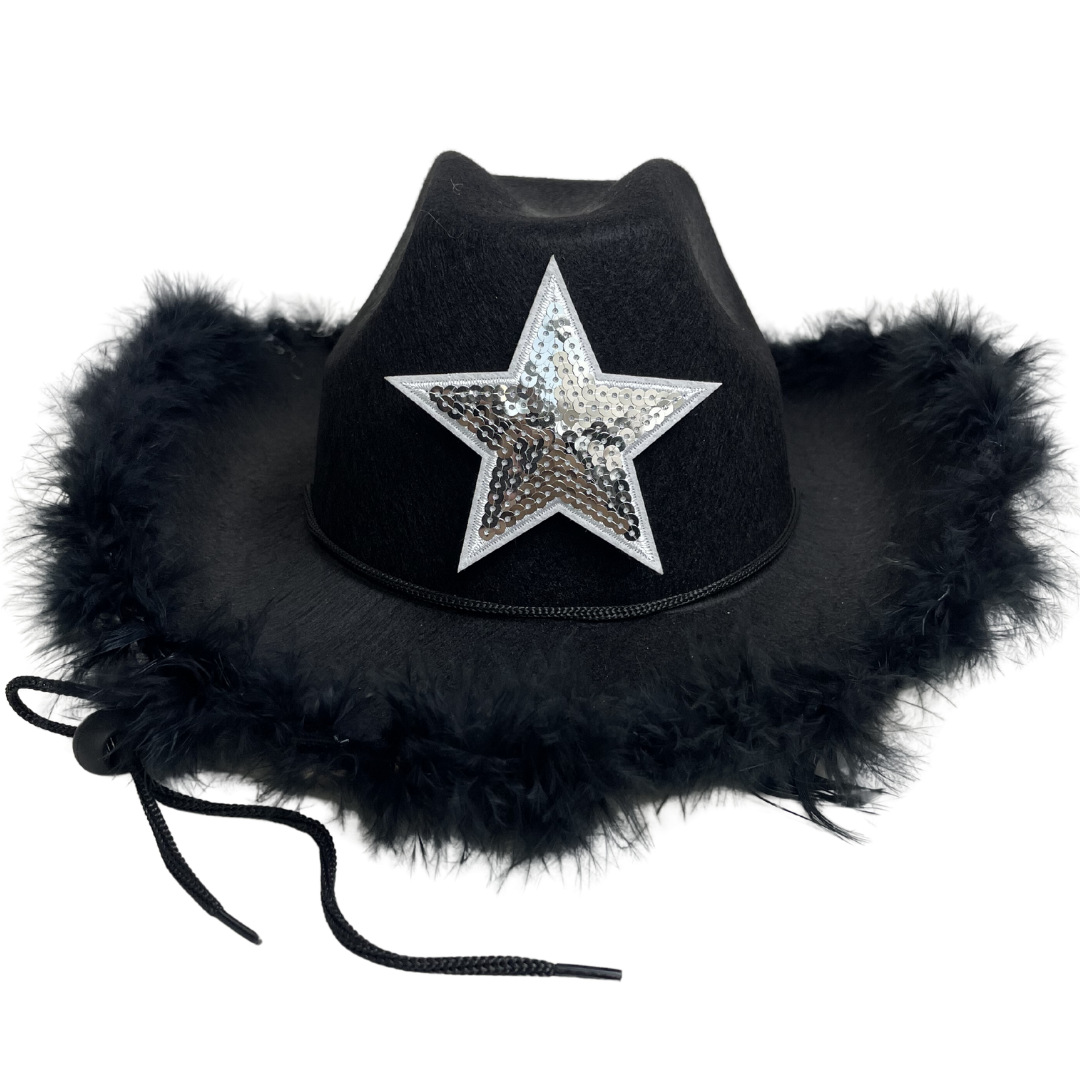 Rhinestone Burr Cowboy Hat Diamond Cross Black Performance Cap