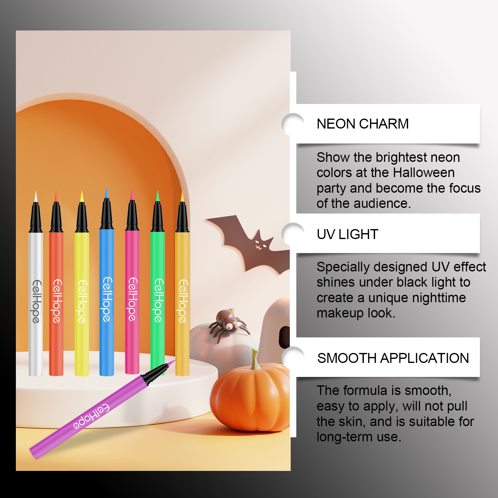 8-color Halloween Neon Liquid Eyeliner Moisturizing