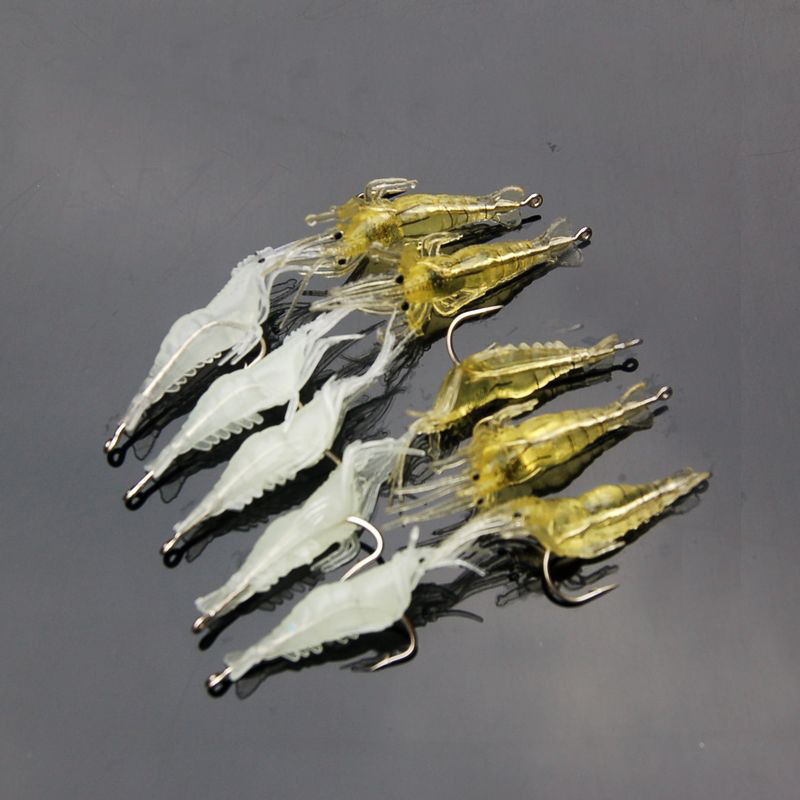 Luminous Fake Shrimp Luya With Hook Fishy Smell Soft Shrimp Hook Topmouth Culter Bait