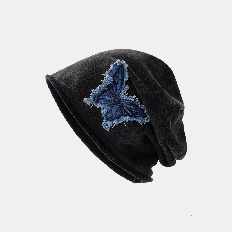 Lazy Pile Heap Cap Children Solid Color Curling Sleeve Cap Butterfly Retro