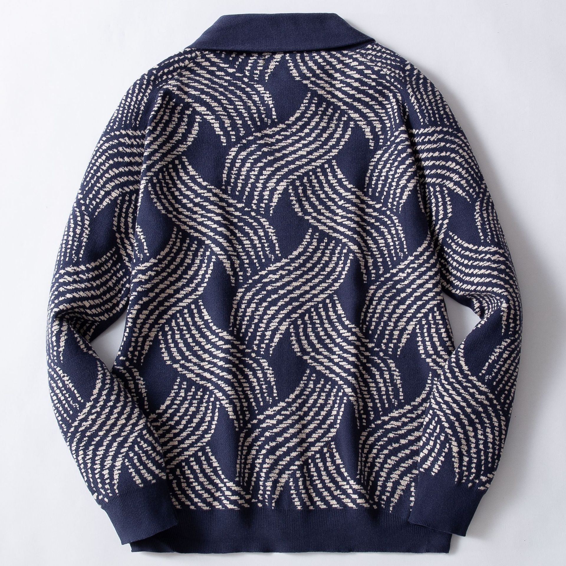 Men's Core-spun Yarn Jacquard Knitted Jacket