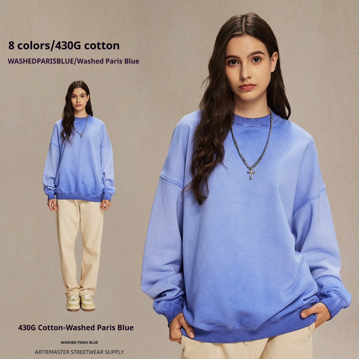 Men's Anti-bottom Fried Color Distressed Washed Wool Round Neck Sweater