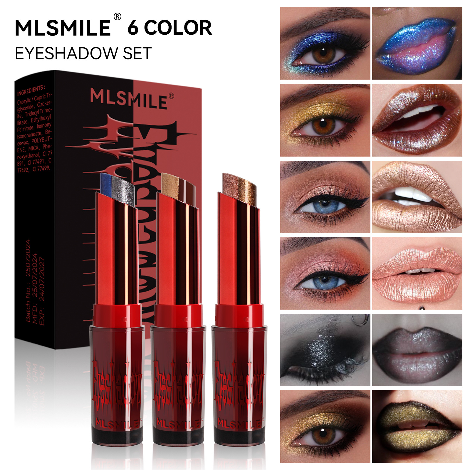 Two-color Pearlescent Eye Shadow Stick Suit Gradient Thin And Glittering