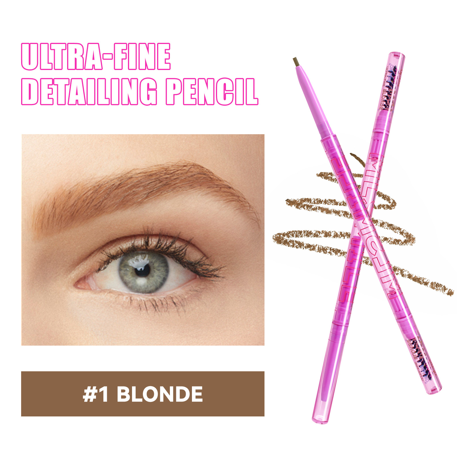 4-color Double-headed Eyebrow Pencil Waterproof And Sweat-proof Long-lasting
