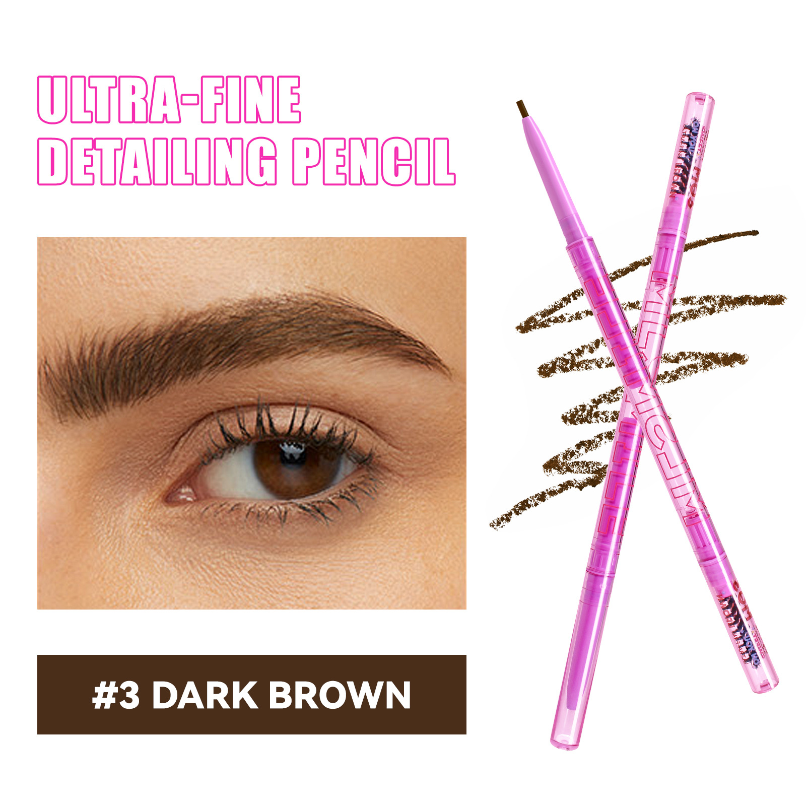 4-color Double-headed Eyebrow Pencil Waterproof And Sweat-proof Long-lasting