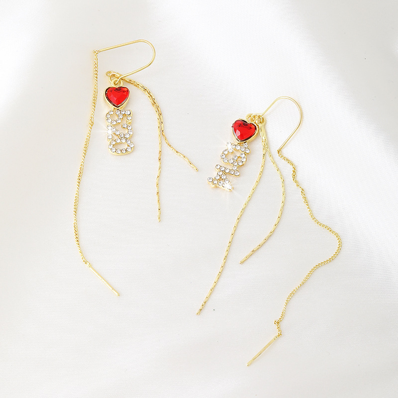 Silver Needle Long Red Female Niche High-end Earrings