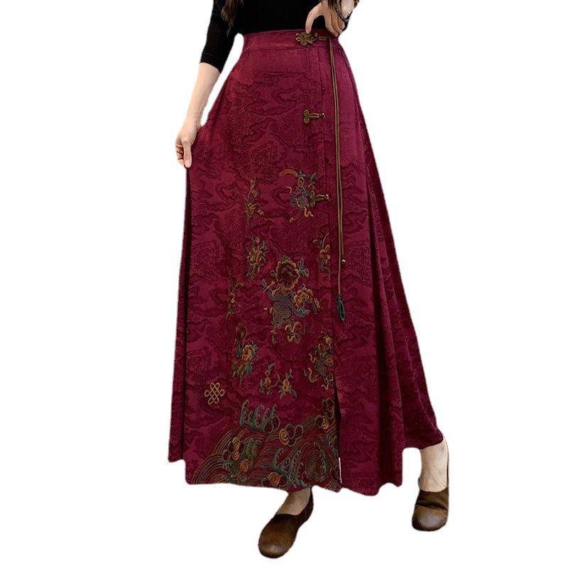 New Ethnic Dress Embroidery Tassel A- Line Skirt