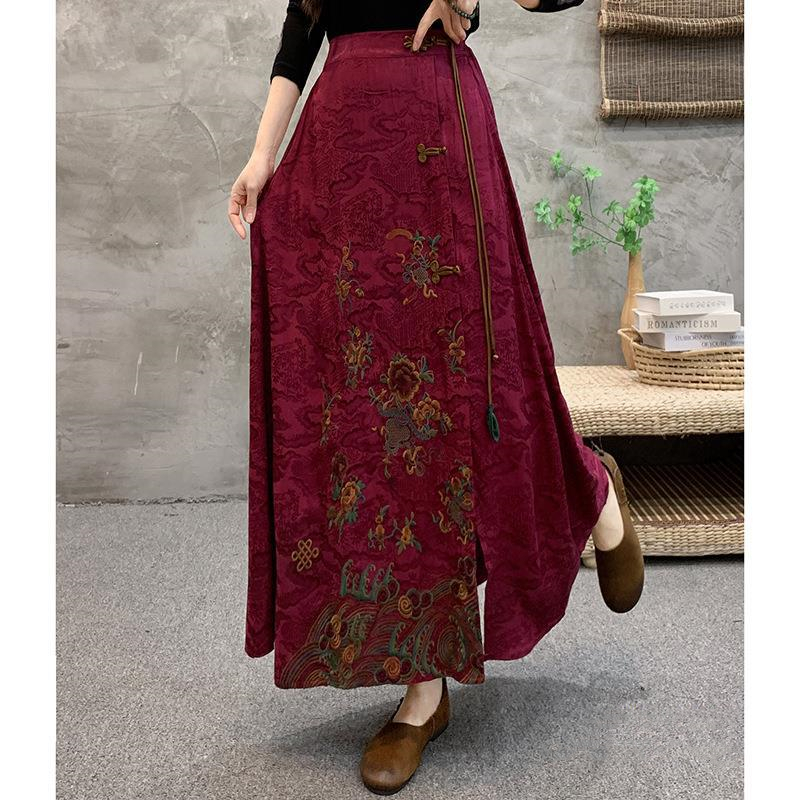 New Ethnic Dress Embroidery Tassel A- Line Skirt