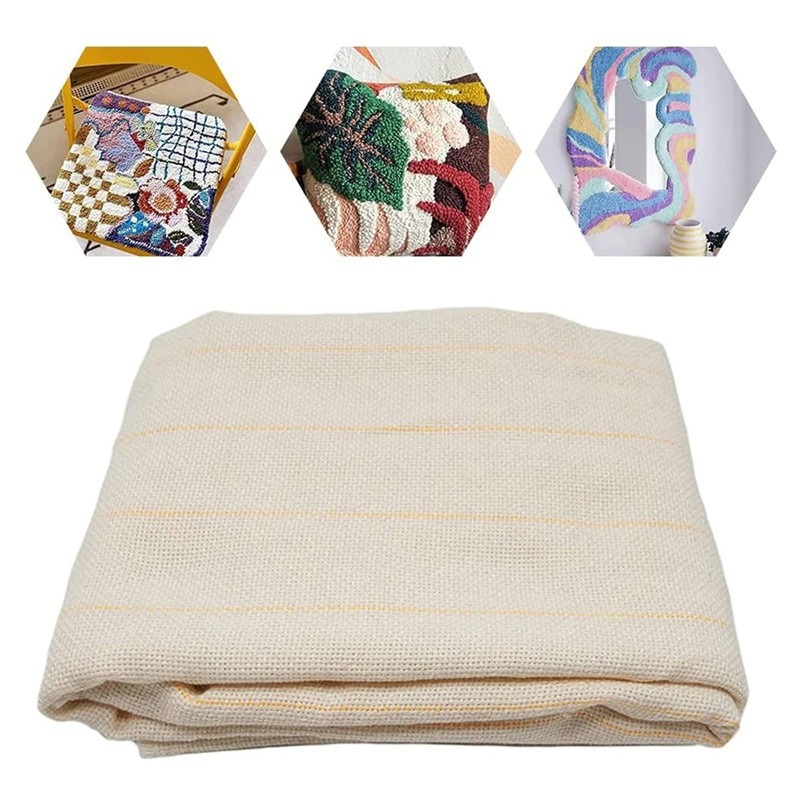 Hand Tufted Poke Embroidery Cloth Yellow Thread Carpet Substrate