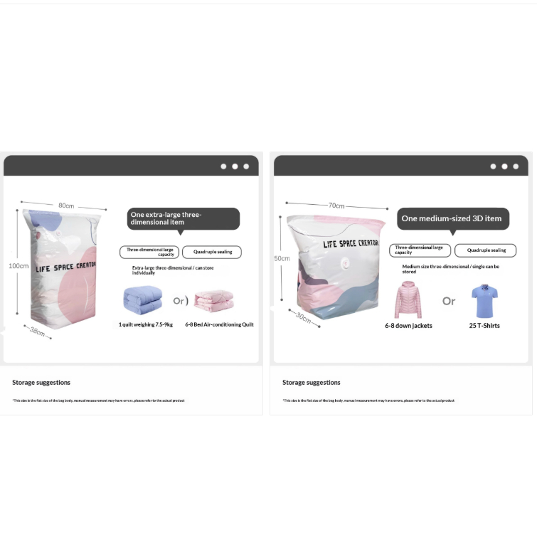 Dual Use Vacuum Compression Bags - Hand Pump And Press Storage Sacks For Clothes Quilts Household Organization