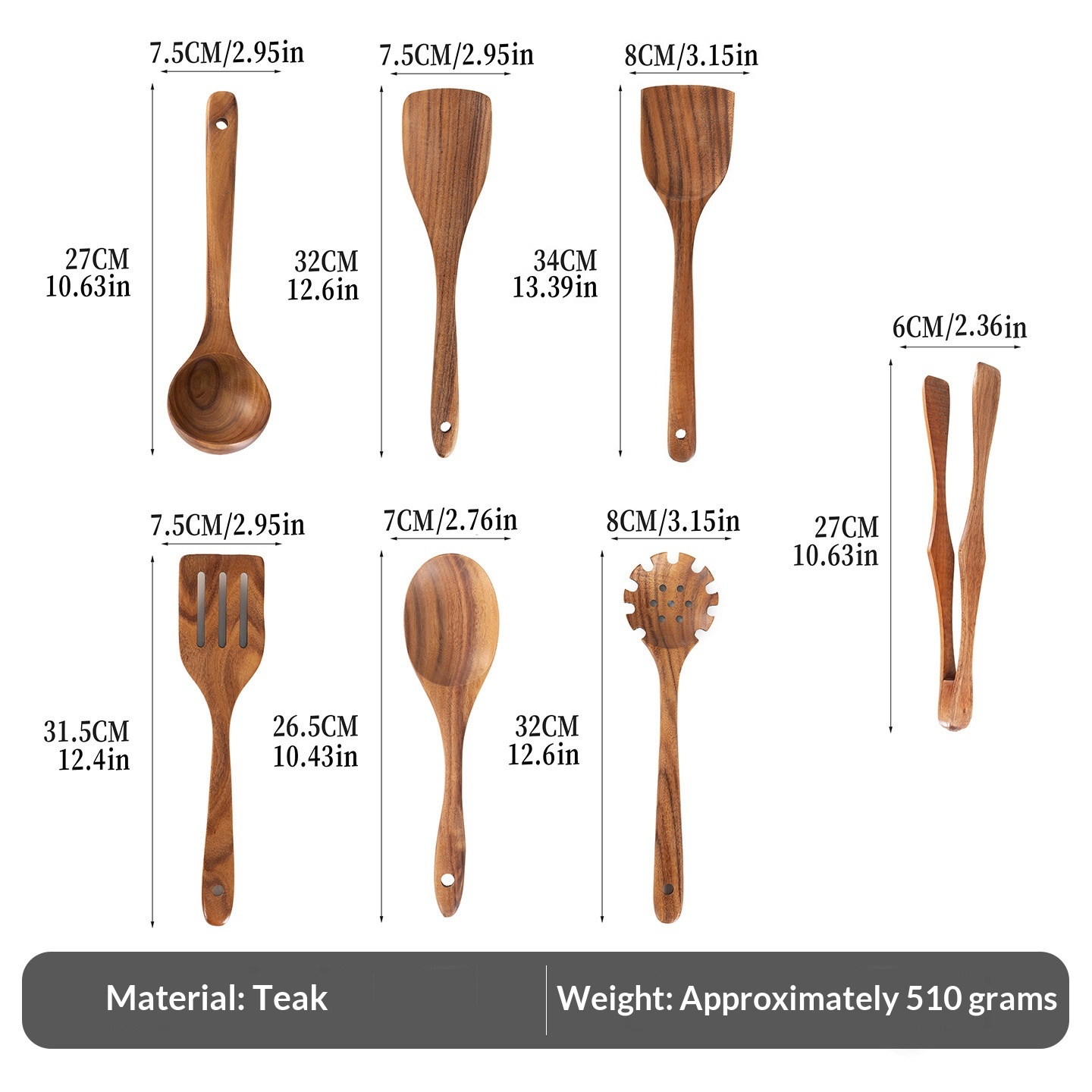 Teak Wooden Spatula Set Non-stick Cookware For Home Use