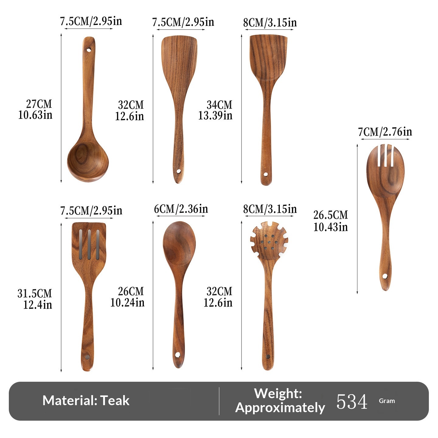 Teak Wooden Spatula Set Non-stick Cookware For Home Use