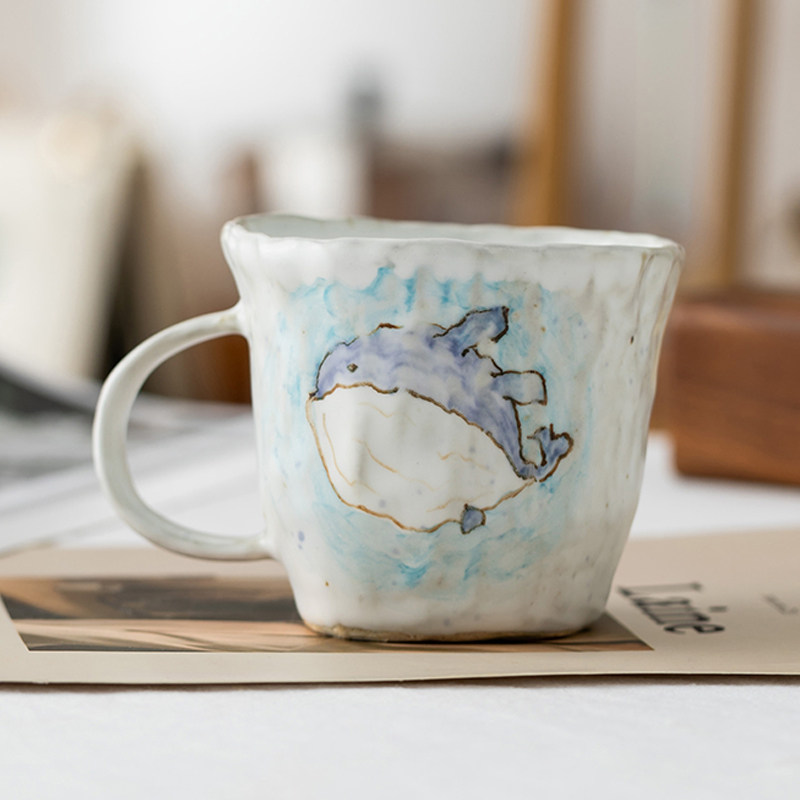 Handmade Cute Little Whale Mug Coffee Cup Instant Noodle Bowl Large Bowl Rice Plate Dinnerware Set