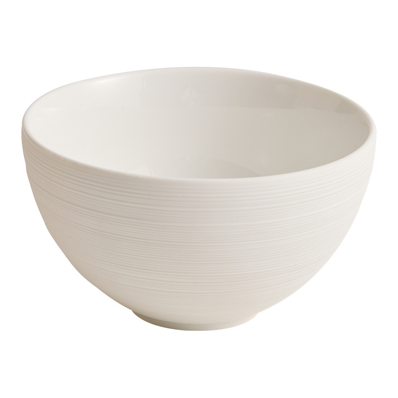 Household Single High-end Textured White Brushed Ceramic Rice Bowl