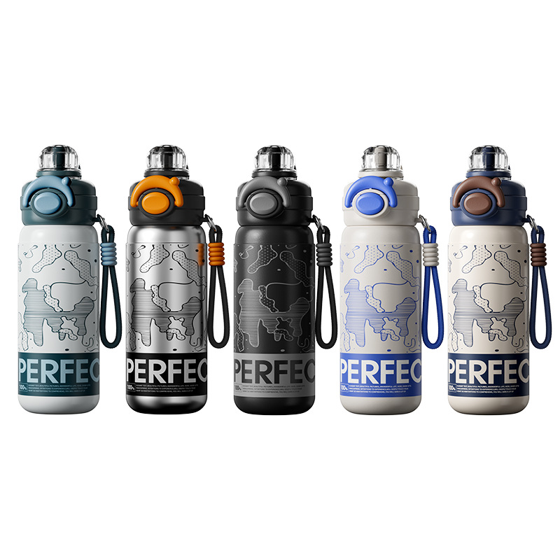 High Looks Sports Dual Use Straw Water Bottle With Carrying Strap For Mens Fitness
