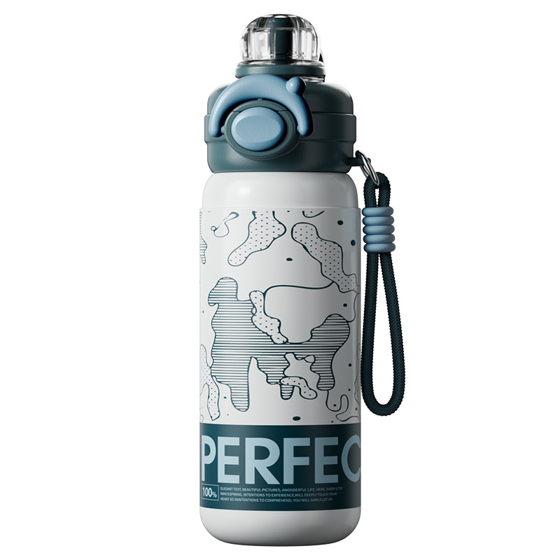 High Looks Sports Dual Use Straw Water Bottle With Carrying Strap For Mens Fitness
