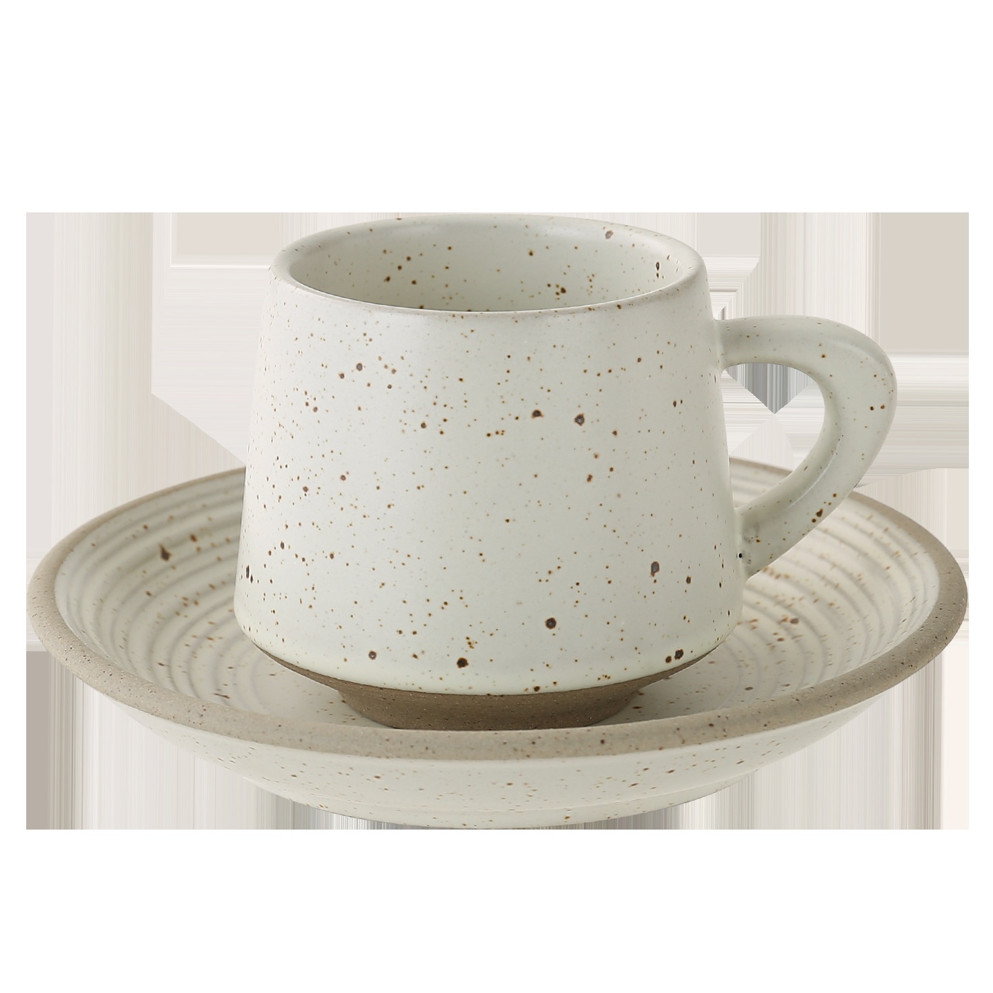 Elegant And Creative Rustic Stoneware Latte Art Retro Ceramic Cup And Saucer Set