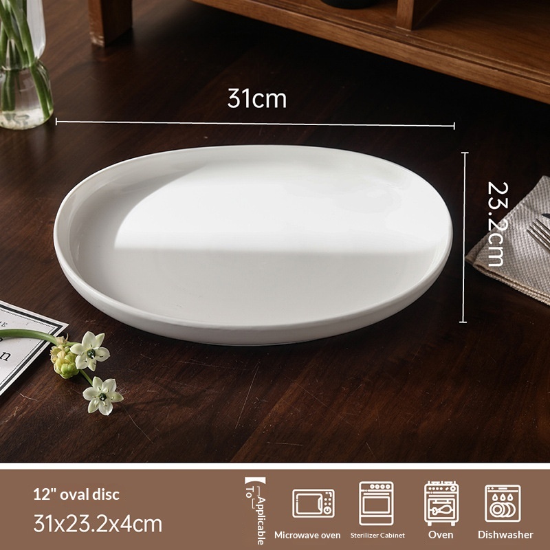 Household High-grade Ceramic Oval Shallow Plate